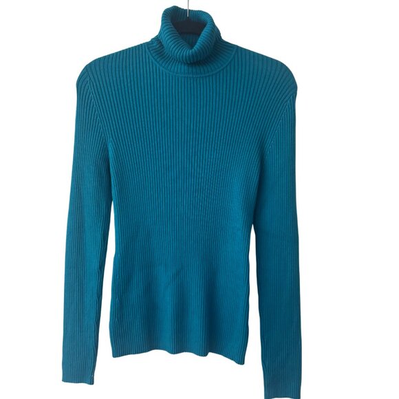 Chico's Sweaters - Chico's Silk Blend Turquoise Turtleneck Long Sleeve Sweater Size Small